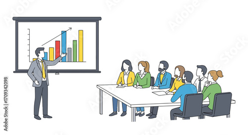 Businessman giving presentation to colleagues.