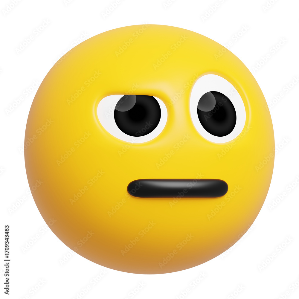 Fototapeta premium Face with Raised Eyebrow Emoji 3D