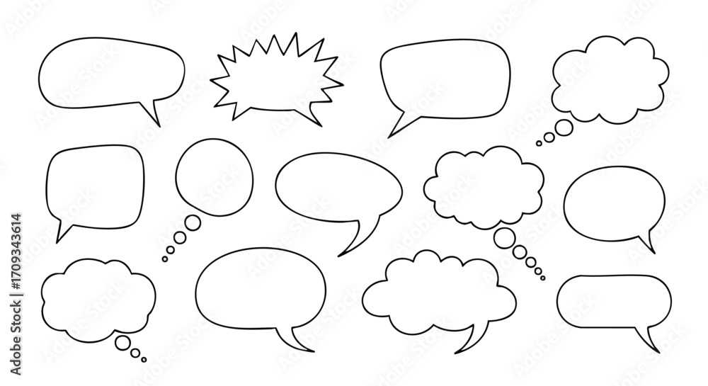 Fototapeta premium Empty speech bubbles and thought clouds ready for your creative text and design ideas