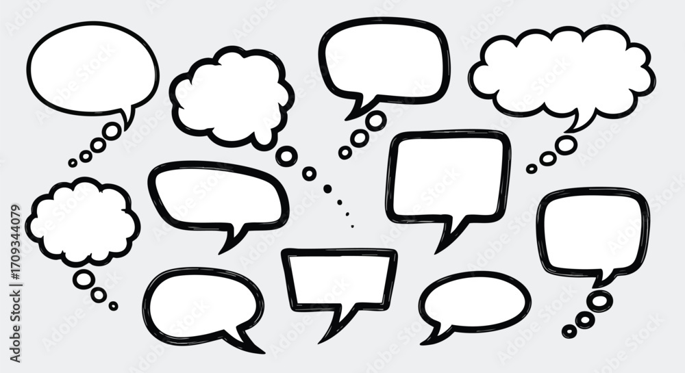 Fototapeta premium Blank speech bubbles for communication, ideas, and thoughts, perfect for design projects