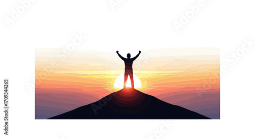 Triumph on the Summit Celebrating Success at Sunset