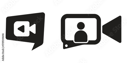 Vector set illustration of video call icon silhouettes