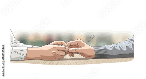 Two people holding hands, showing affection and connection, symbolising love, support and companionship against a light-colored background
