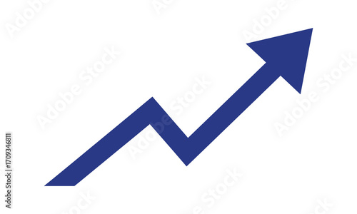Upward arrow icon isolated on white background, representing growth, progress, and positive trends in business, finance, and personal development