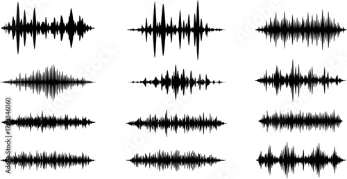 Set of Sound Waves Silhouette
