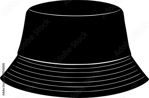 Bucket hat silhouette white background
