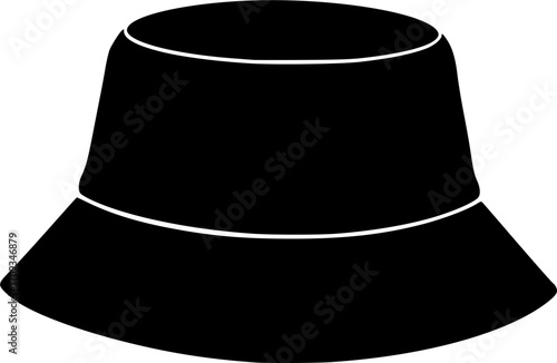 Bucket hat silhouette white background
