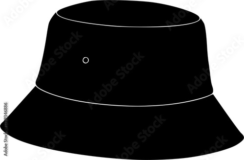 Bucket hat silhouette white background
