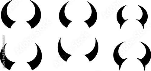 Set of devil horns silhouette vector art
