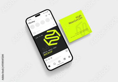 Smartphone and Instagram Post Mockup