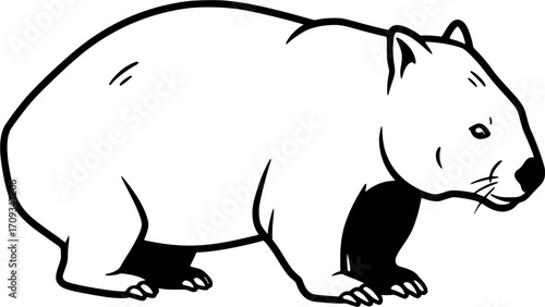WOMBAT SILHOUETTE ON WHITE BACKGROUND
