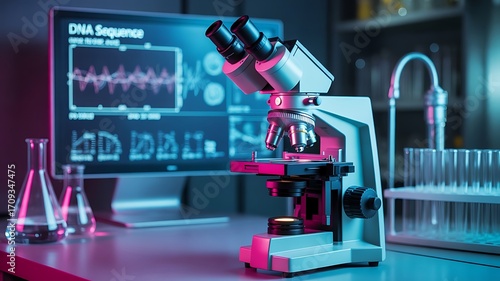 Scientific laboratory equipment with D N A sequence display