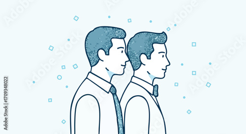 Stylish illustration of two grooms, perfect for wedding invitations, LGBTQ+ resources, or modern design projects