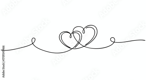 Two intertwined hearts drawn with a single continuous line, symbolizing love and connection