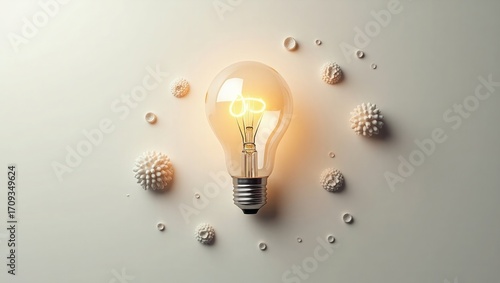 Glowing Light Bulb with Abstract Background