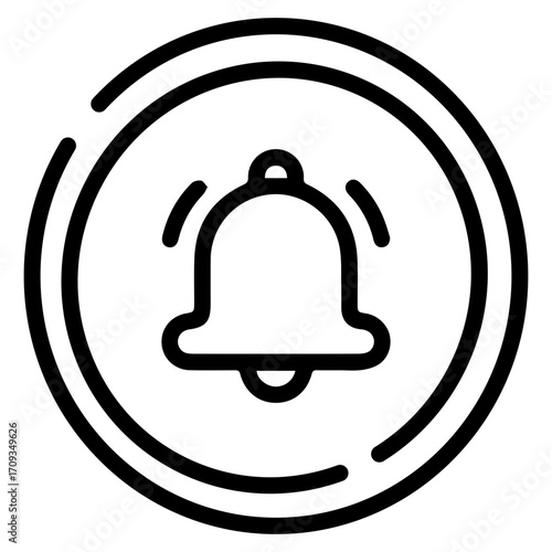 bell icon on metal internet button