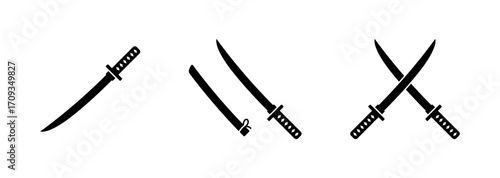 Katana sword icon isolated on white background.