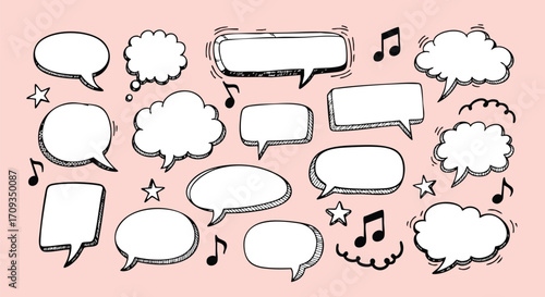 Fun hand-drawn speech bubble set for creative content, posters, and social media design needing catchy visuals