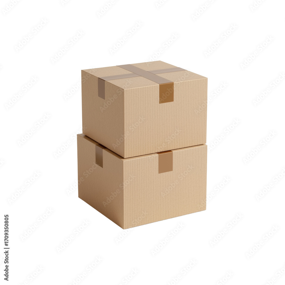 Fototapeta premium Stacked cardboard boxes on transparent backdrop delivering order and functionality with clean