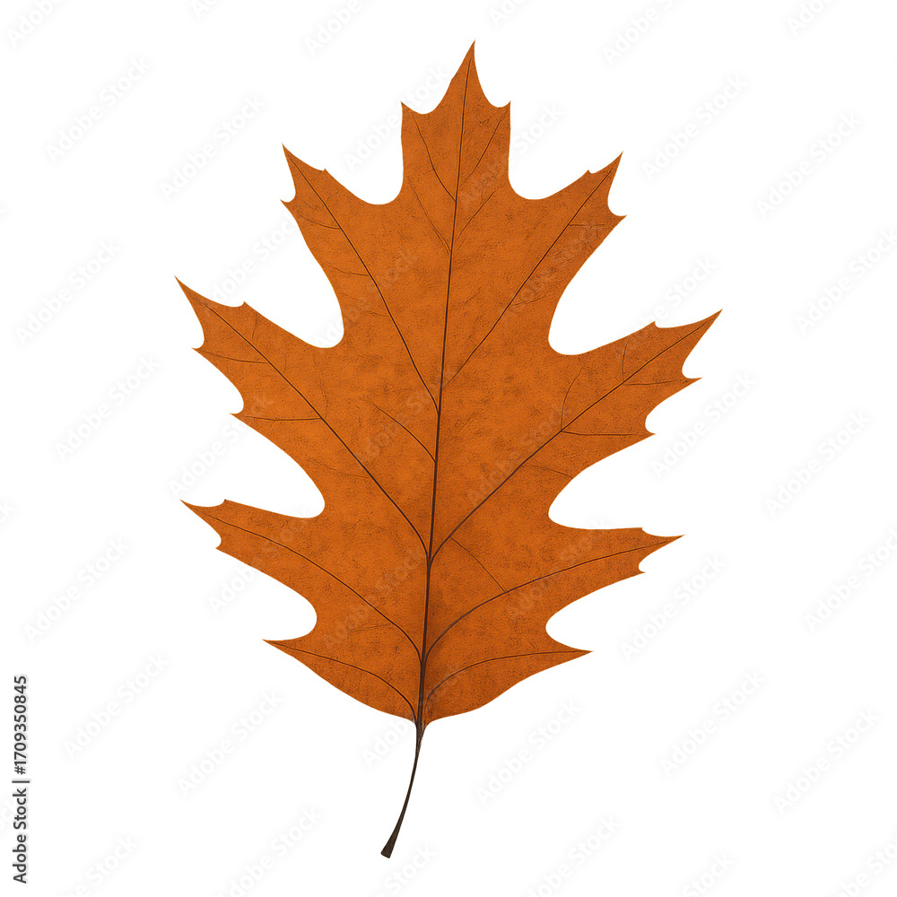 Obraz premium Real photo of single orange oak leaf with transparent background