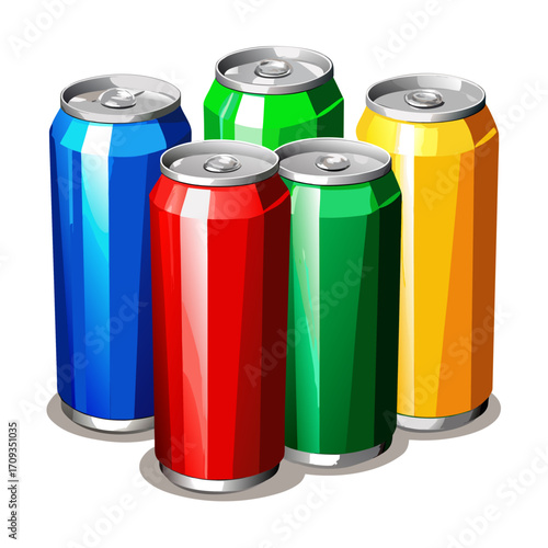 set of colorful cans