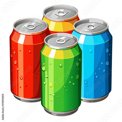 set of colorful cans