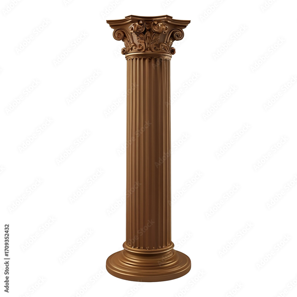 Fototapeta premium Single Bronze Corinthian Column With Ornate Capital And Fluted Shaft ancient architecture