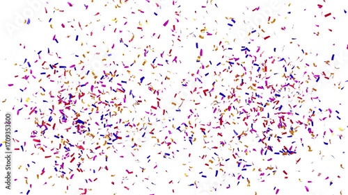 3D animation of exploding confetti Isolated background. Confetti Explosion on Green Screen. Colorful сonfetti explosion on a black backgrounds. alpha channel