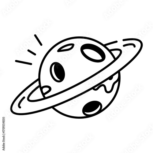 A hand drawn style icon showing a flying saucer
