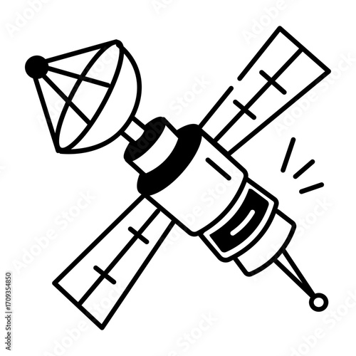 A drawing style icon showing a satellite

