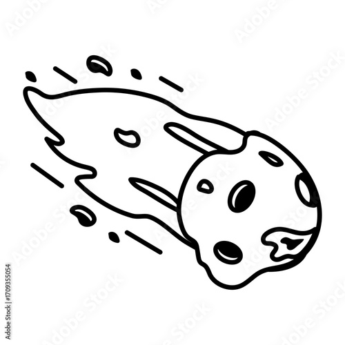 A drawing style icon showing an asteroid

