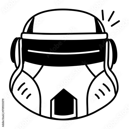 A doodle style icon showing a space helmet
