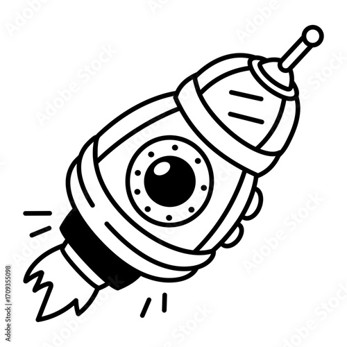 A hand drawn style icon showing a space rocket
