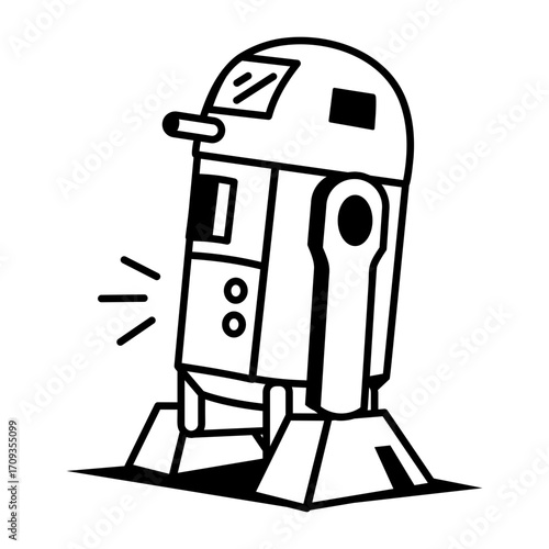A sketchy style icon showing an exploration robot
