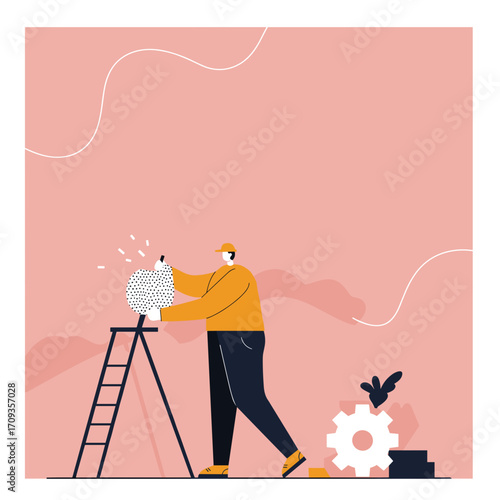 Man working from home on laptop, sitting comfortably on a sofa. Illustrates remote work, flexible lifestyle, and digital communication.