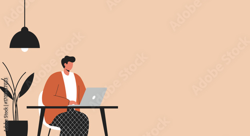 Minimalist illustration of a person engaging with a connected tablet, ideal for concepts like digital media, remote work, or interactive technology.