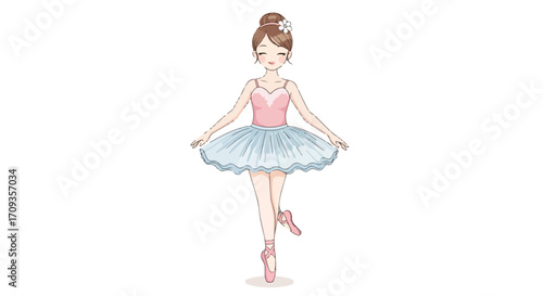 Elegant Ballerina in Pastel Tutu Graceful Pose.