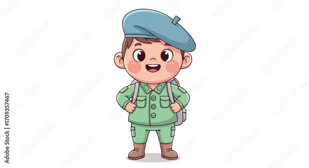 Fototapeta premium Cute Cartoon Boy in Uniform.