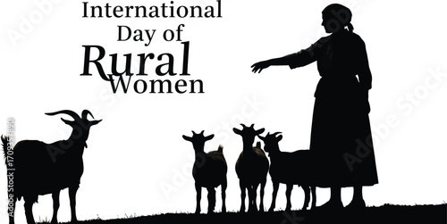 Vector art of silhouette of a woman with goats for international day of rural women