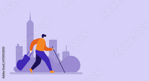 A minimalist illustration of a person in a blue jacket looking forward on a clean background, symbolizing future, opportunity, or new beginnings.