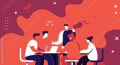 Youthful individual with a distinctive hairstyle sits on an office chair, focused on their smartphone. Represents modern digital communication, social media, and technology use in a casual setting.
