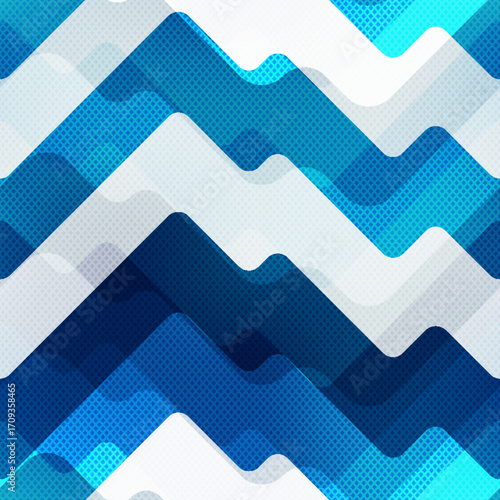 Zigzag Blue Gradient Symmetrical. Geometric seamless pattern.