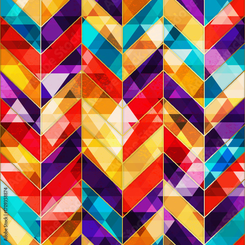 Colored mosaic. Geometric seamless pattern.