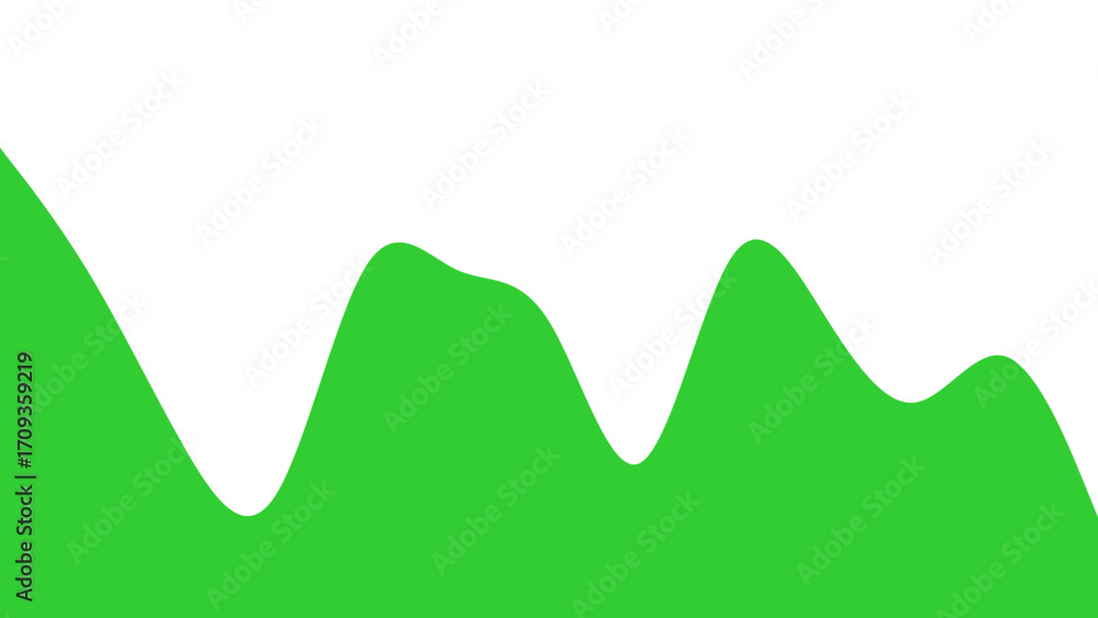Obraz premium Minimalist green undulating shapes against a white background, evoking abstract natural landscapes or data visualization curves. Ideal for design, eco-friendly concepts, and digital interfaces.