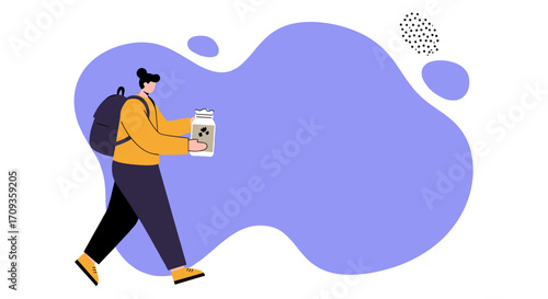 Minimalist illustration of a person working remotely on a laptop, representing modern business, online productivity, and a relaxed work-from-home lifestyle.