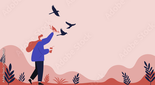 Mature woman enjoys remote work from a peaceful hammock, using a laptop and smartphone. Blends leisure, connectivity, and modern lifestyle.