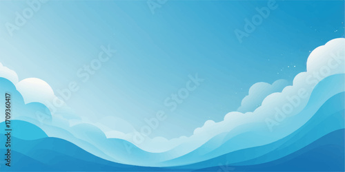 Abstract beauty of the sea and sky with clouds and mountains in a clear blue day