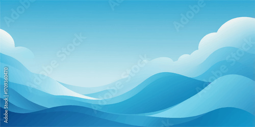Abstract blue wave vector illustration with a flowing sea pattern