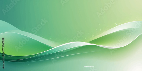 Abstract green and blue wave design on a bright vector background with a spring-like texture