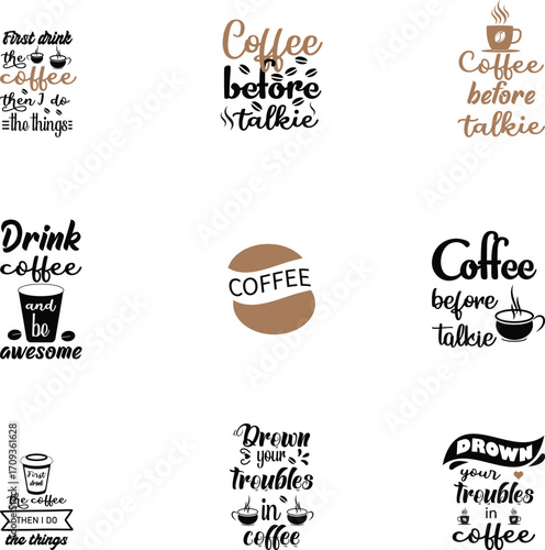 Coffee t shirt design typography  Bundle .